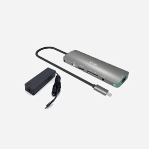 i-tec Station d'accueil USB-C Metal Nano 4K HDMI LAN PD 100W + Chargeur Universel 100W - USB 3.2 Gen1, RJ-45, Lecteurs SD/MicroSD, Windows/macOS/Linux
