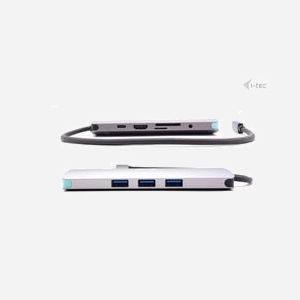 i-tec Station d'accueil USB-C Metal Nano 4K HDMI LAN PD 100W + Chargeur Universel 100W - USB 3.2 Gen1, RJ-45, Lecteurs SD/MicroSD, Windows/macOS/Linux - Miniature 4