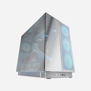 Boîtier PC Mars Gaming MC-NOVA3 Tower Argent - E-ATX, Aluminium 2mm, Triple Verre Chromé, USB-C, Jusqu'à 11 Ventilateurs, Refroidissement Liquide 360mm, 2x3.5", 3x2.5" - Miniature 1