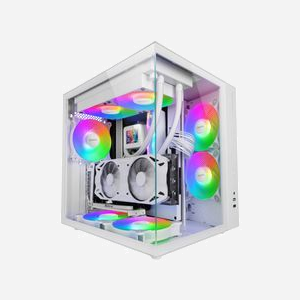 Mars Gaming MCV-ONEW Boîtier PC Midi Tower Blanc, Acier/Verre Trempé, ATX/micro ATX/Mini-ITX, 1x120mm AR, USB 3.2 Gen 1, Refroidissement liquide.