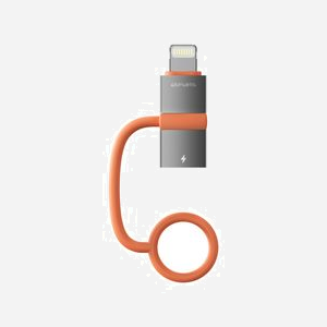 4smarts Adaptateur & Câble Lightning vers USB Type-C, 0.48 Gbit/s, 9V, Zinc, Gris/Orange, Compatible iPhone/iPad, Connecteurs Mâle/Femelle - Miniature 2