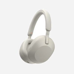 Casque Arceau Sony WH-1000XM5 Argent/Blanc, Bluetooth 5.2, Portée 10m, Freq. 4-40000Hz, Impédance 48 Ohm, Autonomie 30-40h, ANC, Câble 1.2m