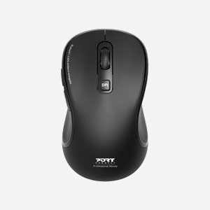 Port Designs 910010 Souris Optique 2400 DPI Ambidextre sans Fil RF + Bluetooth, 5 Boutons Programmables, Batterie 500mAh, Noir