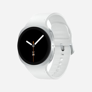Samsung Galaxy Watch 8 SM-L320NZSADBT : AMOLED 1.3" 438x438, 2GB RAM, 32GB Flash, GPS, Wi-Fi, Bluetooth 5.3, Wear OS, Boîtier Aluminium 40mm Argent, Bracelet Blanc