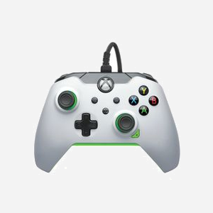 Manette filaire PDP 049-012-WG Vert/Blanc pour Xbox Series X|S/Xbox One/PC, USB Type-C, Câble 2.43m, Jack 3.5mm, Compatible Windows 10/11