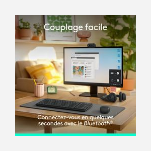 Logitech ERGO 920-013549 Clavier Bluetooth AZERTY Français - Connectivité sans fil, Interface Bluetooth, Disposition AZERTY, Commutateur Marche/Arrêt - Miniature 2