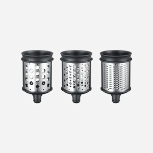 KitchenAid 5KSMEMVSC Ensemble Moulin Râpe Acier Inoxydable, Dimensions 81x81x123mm, Lot de 3 Pièces pour Robot Ménager - Miniature 2