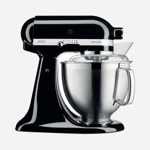 Robot de cuisine KitchenAid Artisan 5KSM185PSEOB Noir 300W, bol 4.8L Inox, 10 vitesses, contrôle par foie, rotation planétaire, dimensions 240x370x360mm - Miniature 1