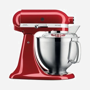 KitchenAid Artisan 5KSM185PSEER Robot de Cuisine 300W Rouge, Bol 4.8L Acier Inoxydable, 10 Vitesses, Commande par Foie, Rotation Planétaire - Miniature 1