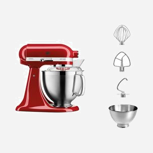 KitchenAid Artisan 5KSM185PSEER Robot de Cuisine 300W Rouge, Bol 4.8L Acier Inoxydable, 10 Vitesses, Commande par Foie, Rotation Planétaire - Miniature 2