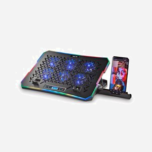 NGS HERO STAND - Refroidisseur pour PC portable jusqu'à 15.6" - 6 ventilateurs 7cm - 2400 RPM max - Écran LCD - 4 hauteurs - 2x USB - Alimentation USB