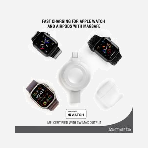 4smarts QI2 Chargeur Smartwatch Argenté USB, Recharge Sans Fil 5W, Charge Rapide, Compatible MagSafe, ABS/Aluminium, 40x49.6x14mm, Compatible Apple Watch - Miniature 3