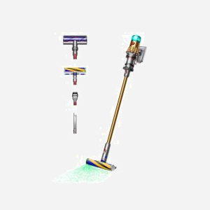 Dyson V12 Detect Slim Absolute Aspirateur-balai 2en1 Sans sac Or, autonomie 60 min, filtre HEPA, technologie cyclonique, 150 AW, écran LCD