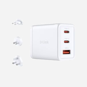 D-Link DCP-651 Chargeur Secteur Universel 65W, 2x USB-C Power Delivery 3.0 & Quick Charge 4, 1x USB-A 22.5W, Protections Multiples, Blanc - Miniature 1