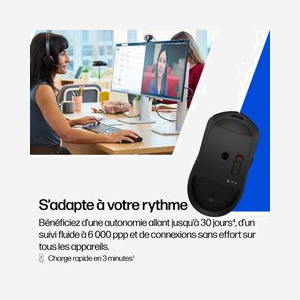 Souris sans fil rechargeable HP 705 EMEA AZ7B1AA#ABB - 118x61x40mm, 105g, connectivité Wireless, compatible Windows, macOS, Linux - Miniature 4