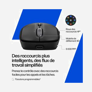 Souris sans fil rechargeable HP 705 EMEA AZ7B1AA#ABB - 118x61x40mm, 105g, connectivité Wireless, compatible Windows, macOS, Linux - Miniature 5