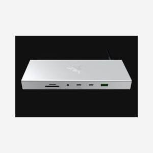 Razer USB 4 Dock RC21-02280200-R3EK Argent - USB Type-C, HDMI 2.1, DisplayPort 1.4, Gigabit Ethernet, USB 3.2 Gen 2, Lecteur Cartes SD/MicroSD, Windows/macOS