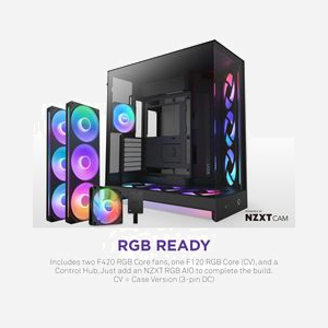 NZXT H9 Flow RGB+ Noir - Boîtier PC Midi Tower ATX/EATX, Mesh/Verre trempé, Vent. 1x120mm, USB 3.2 Gen 1/Gen 2x2, Radiateurs 420/360/120 mm, Ref CM-H92FB-P1 - Miniature 3