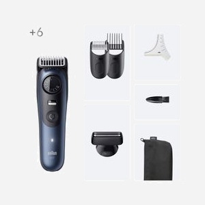 Tondeuse à Barbe Braun BeardTrimmer 7 BT7520 : 0.5-20mm, 40 Niveaux, Batterie 120min, Wet&Dry, Li-Ion, Charge Rapide, 42x45x156mm, Noir/Bleu - Miniature 2