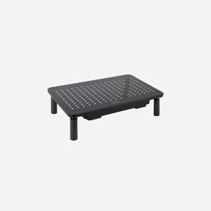 TooQ TQMR087 Support Bureau Moniteur/Ordinateur Portable 1 écran jusqu'à 20kg, Acier/Plastique, Noir, 370x235x100mm, avec 1 Tiroir et Pieds Caoutchouc - Miniature 1