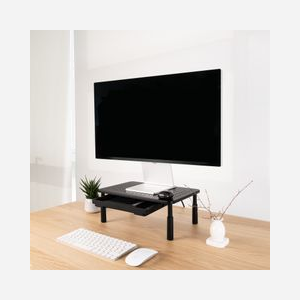 TooQ TQMR087 Support Bureau Moniteur/Ordinateur Portable 1 écran jusqu'à 20kg, Acier/Plastique, Noir, 370x235x100mm, avec 1 Tiroir et Pieds Caoutchouc - Miniature 4