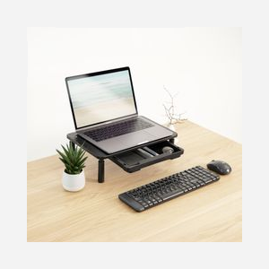 TooQ TQMR087 Support Bureau Moniteur/Ordinateur Portable 1 écran jusqu'à 20kg, Acier/Plastique, Noir, 370x235x100mm, avec 1 Tiroir et Pieds Caoutchouc - Miniature 5