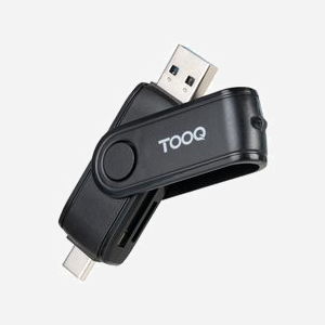 Lecteur de Carte Mémoire TooQ TQR-3003B Noir, Compatible MicroSD/SD, USB 2.0, 5 Mbit/s, 71x21x14mm, Support Windows/macOS/Linux, Certifié CE/RoHS