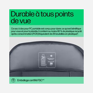 HP Sac à Dos Everyday 16" Gris - Polyester - Compartiment PC Portable jusqu'à 16.1" - 310 x 155 x 440 mm - 21L - A08JXAA - Miniature 5