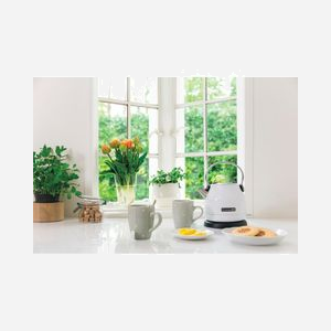 KitchenAid 5KEK1222EWH Bouilloire 1.25L 2200W Blanc, Corps en Acier Inoxydable, Filtre Anti-Calcaire, Base 360°, Arrêt Automatique, Sans Fil - Miniature 2
