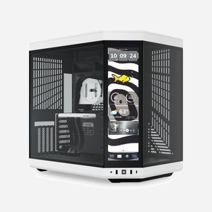 HYTE Y70 Touch Infinite Panda - Boîtier PC Midi Tower Noir/Blanc, Écran Tactile, ATX/mATX/ITX/EATX, USB 3.2 Gen1/Gen2, Vent. 120/140mm, Radiateurs 360mm