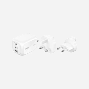 Belkin WCH016HQWH Chargeur Secteur Universel 100W GaN, 2x USB-C Power Delivery 3.1 (100W), 1x USB-A 3.2 Gen 1 (22.5W), PPS, Blanc, EU/UK - Miniature 3