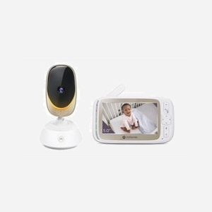 Motorola VM85 Connect : Moniteur Bébé 5" TFT 480x272, Wi-Fi/FHSS 2.4 GHz, Portée 300m, Zoom 2x, Audio 2-voies, Batterie 2000 mAh, Blanc