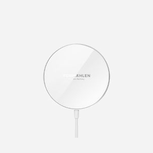 Vonmählen Aura Mini Chargeur Intérieur USB 18W Smartphone Argent/Blanc - 57x57x6.1mm - Câble 1.5m - Sortie 5V/9V 2A, 12V 1.5A - Ref AUM00006