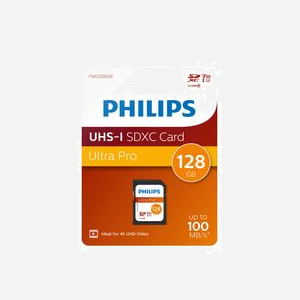 Philips SDXC 128 Go UHS-I U3 V30 Classe 10 FM12SD65B/00 (24x32x2.1mm, 2g) - Carte mémoire Flash SD Largeur 24mm Profondeur 2.1mm Hauteur 32mm - Miniature 2