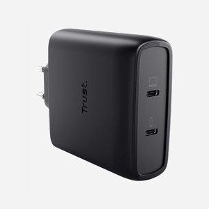 Trust Chargeur Secteur USB-C GaN 100W (2 ports) Power Delivery 3.0/PPS, câble USB Type-C 2m, protections surcharge/surchauffe/court-circuit - Miniature 3
