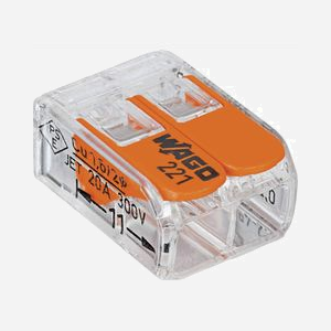 Borne de connexion Wago 221-412-100, 2 conducteurs, 0.14-4mm², 450V/32A, Technologie CAGE CLAMP, boîtier transparent pour contrôle visuel