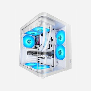 Boîtier PC Mars Gaming MC-CURVW Midi Tower Noir/Blanc, ATX/MicroATX/Mini-ITX, Double Chambre, Verre Trempé Courbé, USB 3.0/USB-C, Vent. 120/140mm, GPU 334mm