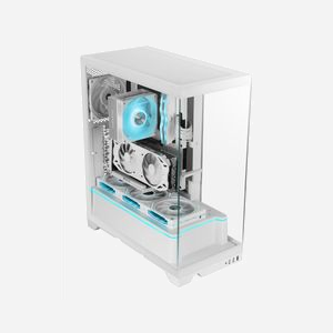 Mars Gaming MCPRISMAW Boîtier PC Midi Tower Blanc - ATX/Micro ATX/Mini-ITX - 2x 3.5" + 2x 2.5" - Vent. arrière 120mm, Haut 120/140mm, Bas 120mm - USB 3.2 Gen 1 - Miniature 2