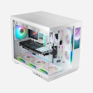Mars Gaming MCMIRAGEW - Boîtier PC Midi Tower Blanc, Écran IPS 7.2", ATX/micro ATX/Mini-ITX, 1x 3.5", 3x 2.5", USB 3.2 Gen 1/Gen 2 Type-C, Ventilateurs 120/140mm, Refroidissement liquide - Miniature 2