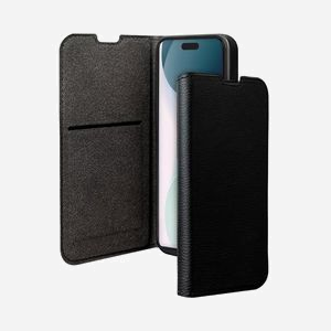 BIG BEN FOLIOIP16P : Étui Folio iPhone 16 Pro 6.3" Noir, Effet Cuir Saffiano, Porte-cartes, Support Vidéo, Plastique Recyclé (GRS), Compatible MagSafe - Miniature 1