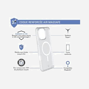 BIG BEN Coque Protection iPhone 16 Pro Max 6.9" Transparent, Anti-chute 3m, Technologie Air Cushion & Tryax, Compatible MagSafe, 50% Recyclé - Miniature 2