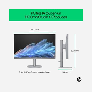 HP OmniStudio X 27-cs0002nf PC All-in-One - Intel Core Ultra 5 125H, 16Go DDR5, 1To SSD, Écran 27" FHD IPS, Intel Arc Graphics, Windows 11 Home, Wi-Fi 7 - Miniature 5