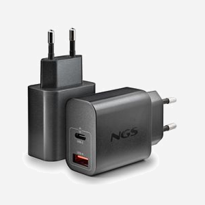 NGS Chargeur Secteur Universel 20W Noir - USB-A 2.0 + USB-C, Power Delivery, PPS, Quick Charge 3.0, GaN, 100-240V, Sortie 5V/9V/12V - Miniature 5