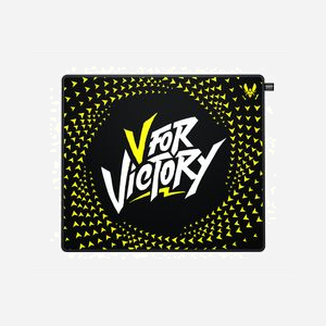 CHERRY XTRFY GP5 Vitality Black - Tapis de souris gaming 460x400x4mm - Polyester/Caoutchouc - Base antidérapante - Rebords cousus - Coloration image Noir/Blanc/Jaune