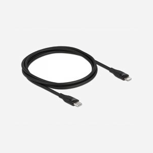DeLOCK Câble USB-C vers Lightning MFi 1m Noir - Transfert 480 Mbit/s, Cuivre, 9V 3A - Compatible iPhone, iPad, iPod - Réf. 86637