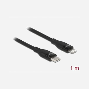DeLOCK Câble USB-C vers Lightning MFi 1m Noir - Transfert 480 Mbit/s, Cuivre, 9V 3A - Compatible iPhone, iPad, iPod - Réf. 86637 - Miniature 2