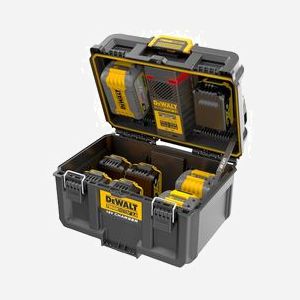 DeWALT DWST83471-QW Coffret Chargeur 18V TOUGHSYSTEM 2.0, 2 Ports 4A, USB-A/USB-C, IP64, Stockage 12 Batteries (sans Batteries), 238mm, 4kg