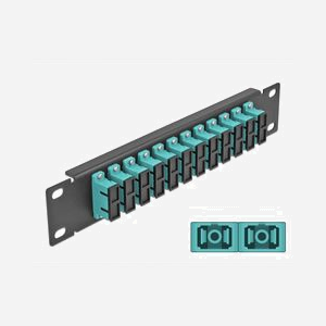 DeLOCK Panneau de Distribution Fibre Optique 10" 1U 12 Ports SC Duplex Aqua Métal – 44 x 10 x 254 mm - Montage Rack - Compatible Fibre Multimode (FMM) - Miniature 1
