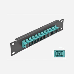 DeLOCK Panneau de Distribution Fibre Optique 10" 1U, 12 Ports SC Simplex Aqua, Compatible Fibre Multimode (FMM), Métal Noir, 44x10x254mm - Miniature 1