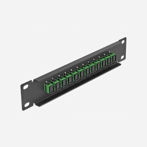 DeLOCK Panneau de Distribution Fibre Optique 10" 1U, 12 Ports SC Simplex, Métal Noir/Vert, 44x10x254mm, Compatible Fibre Monomode, Montage Rack - Miniature 2